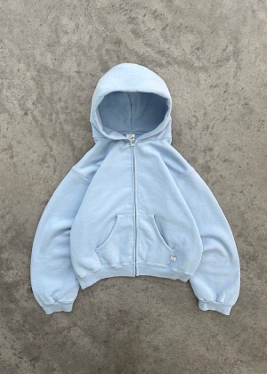 Akimbo Zip-Up Hoodie Blue | FZVK-14823