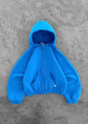 Akimbo Zip-Up Hoodie Blue | UEBC-49356