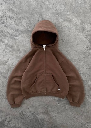 Akimbo Zip-Up Hoodie Coffee | NGBT-29831