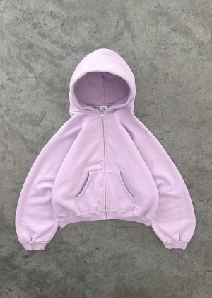 Akimbo Zip-Up Hoodie Purple | HVBE-32859