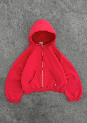 Akimbo Zip-Up Hoodie Red | PEYH-50873