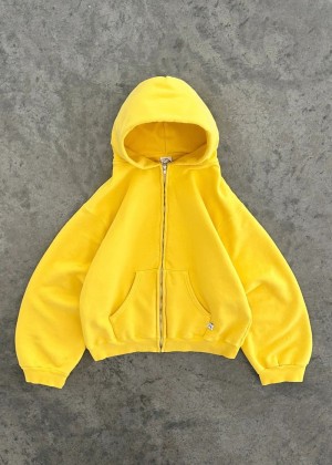 Akimbo Zip-Up Hoodie Yellow | GKXF-42385